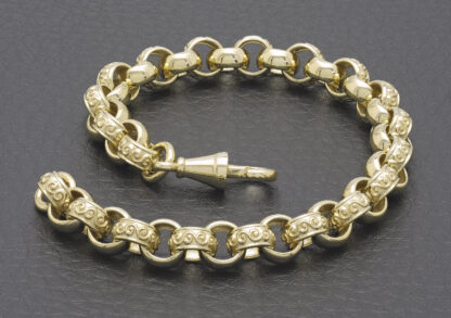 9ct Yellow Gold Patterned Belcher Bracelet 7.5" 7mm - Image 2