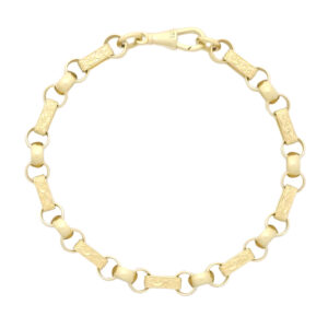 9ct Yellow Gold Gypsy Link Bracelet 8″ 6.5mm