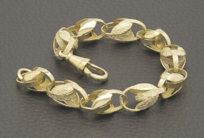 9ct Yellow Gold Tulip Bracelet 8" 10mm - Image 2