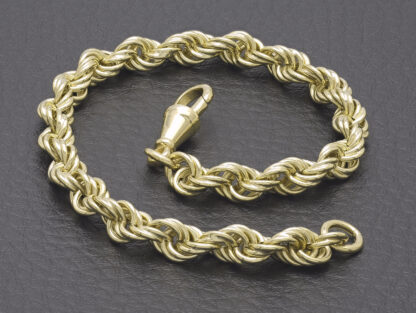 9ct Yellow Gold Rope Bracelet 7.5'' 5.5mm - Image 4