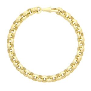 9ct Yellow Gold Patterned Belcher Bracelet 8&#8243; 7mm