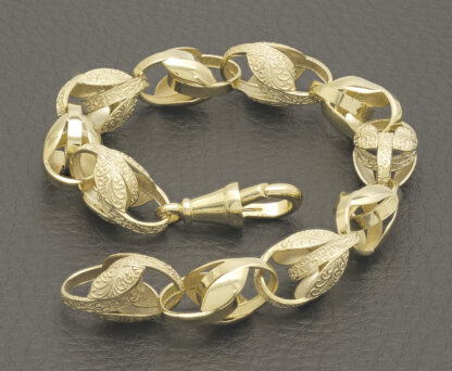 9ct Yellow Gold Tulip Bracelet 8.5" 10mm - Image 2