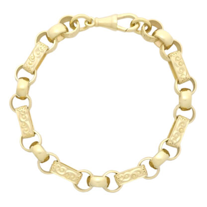 9ct Yellow Gold Gypsy Link Bracelet 8" 8.5mm