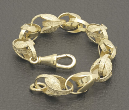 9ct Yellow Gold Tulip Bracelet 7" 10mm - Image 2