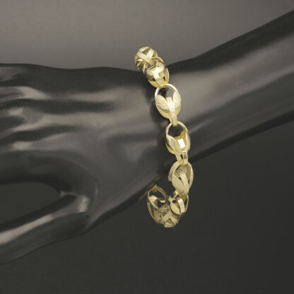 9ct Yellow Gold Tulip Bracelet 8" 10mm - Image 3