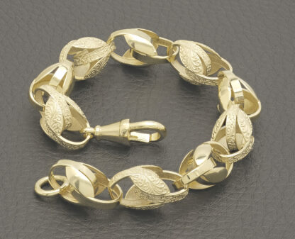 9ct Yellow Gold Tulip Bracelet 8" 10mm - Image 2