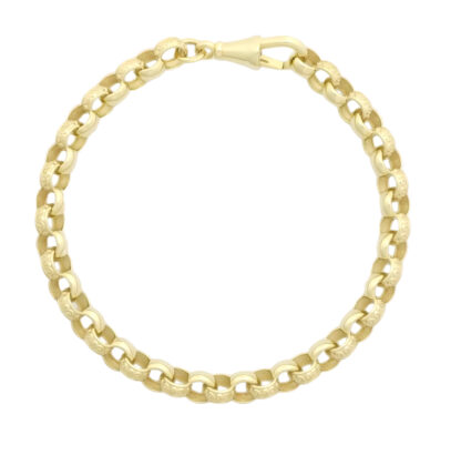 9tc Yellow Gold Patterned Belcher Bracelet 7" 6mm