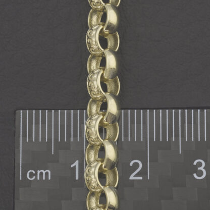 9tc Yellow Gold Patterned Belcher Bracelet 7" 6mm - Image 4