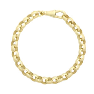 9ct Yellow Gold Patterned Belcher Bracelet 6&#8243; 6mm