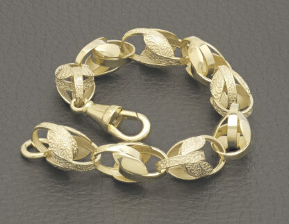 9ct Yellow Gold Tulip Bracelet 7" 10mm - Image 2