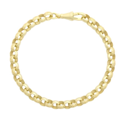 9ct Yellow Gold Patterned Belcher Bracelet 7" 6mm