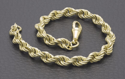 9ct Yellow Gold Rope Bracelet 8″ 5.5mm - Image 4