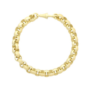 9ct Yellow Gold Patterned Belcher Bracelet 7&#8243; 7mm