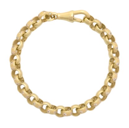 9ct Yellow Gold Gemstone Belcher Bracelet 6″ 6mm