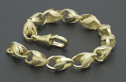 9ct Yellow Gold Tulip Bracelet 7" 7.5mm - Image 4