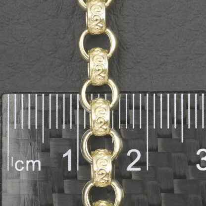 9ct Yellow Gold Patterned Belcher Bracelet 8" 6mm - Image 2