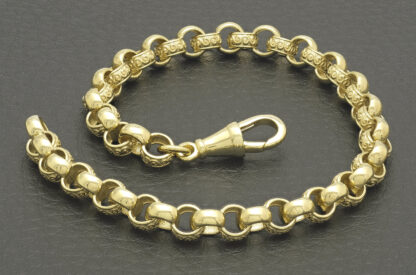 9ct Yellow Gold Patterned Belcher Bracelet 8" 6mm - Image 3