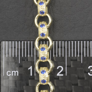 9ct Yellow Gold Blue Gemstone Belcher Bracelet 5″ 6mm