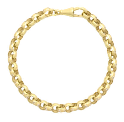 9ct Yellow Gold Gemstone Belcher Bracelet 7" 6mm