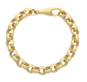 9ct Yellow Gold Patterned Belcher Bracelet 5&#8243; 6mm