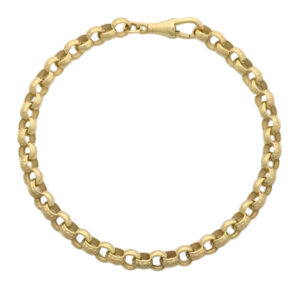 9ct Yellow Gold Patterned Belcher Bracelet 8&#8243; 6mm