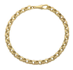 9ct Yellow Gold Patterned Belcher Bracelet 8.5&#8243; 6mm