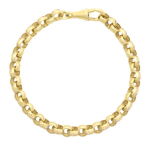 9ct Yellow Gold Gemstone Belcher Bracelet 7&#8243; 6mm