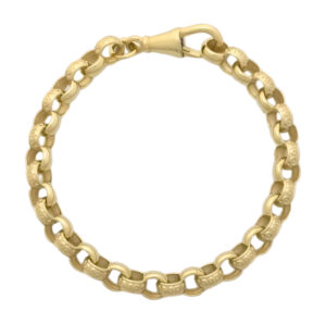 9ct Yellow Gold Patterned Belcher Bracelet 6&#8243; 6mm