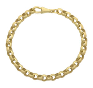 9ct Yellow Gold Patterned Belcher Bracelet 7.5&#8243; 6mm