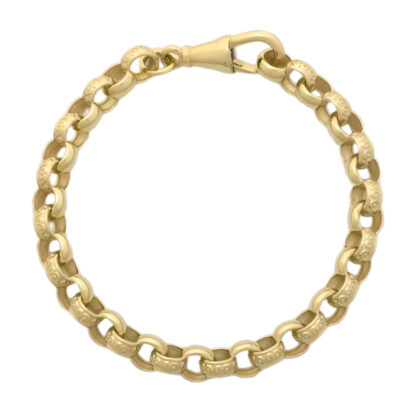 9ct Yellow Gold Patterned Belcher Bracelet 6″ 6mm