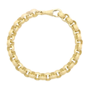 9ct Yellow Gold Patterned Belcher Bracelet 7″ 7mm