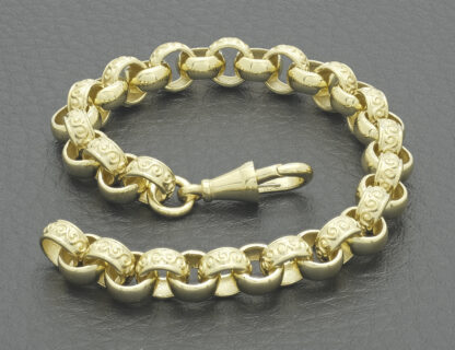 9ct Yellow Gold Patterned Belcher Bracelet 7″ 7mm - Image 2