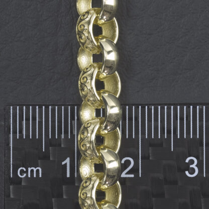 9ct Yellow Gold Patterned Belcher Bracelet 8" 7mm - Image 2