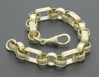 9ct Yellow Gold Gypsy Link Bracelet 8" 8.5mm - Image 4