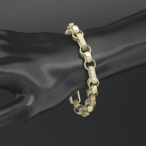 9ct Yellow Gold Gemstone Gypsy Link Bracelet 8&#8243; 8.5mm