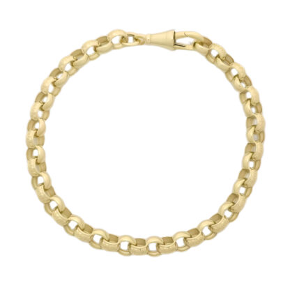 9ct Yellow Gold Patterned Belcher Bracelet 7″ 6mm