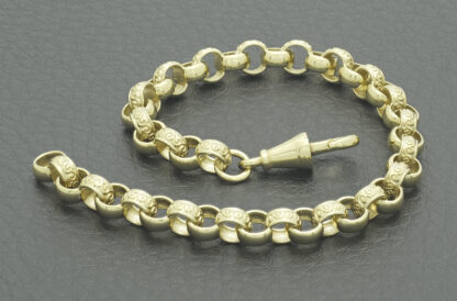 9ct Yellow Gold Patterned Belcher Bracelet 7″ 6mm - Image 2