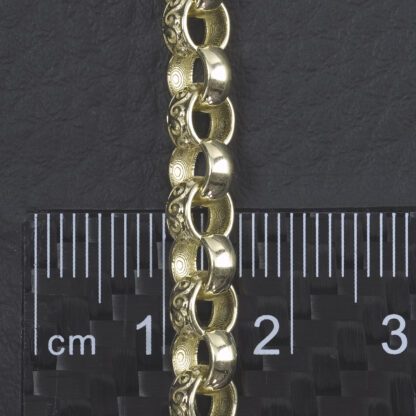 9ct Yellow Gold Patterned Belcher Bracelet 7″ 6mm - Image 4