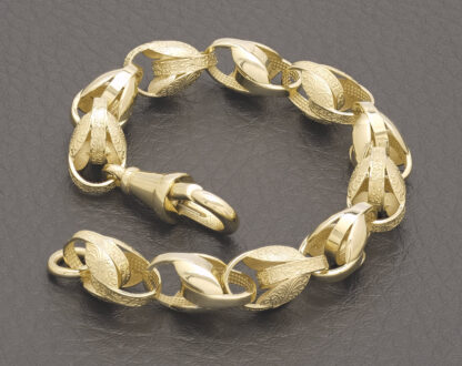 9ct Yellow Gold Tulip Bracelet 6.5" 7mm - Image 2