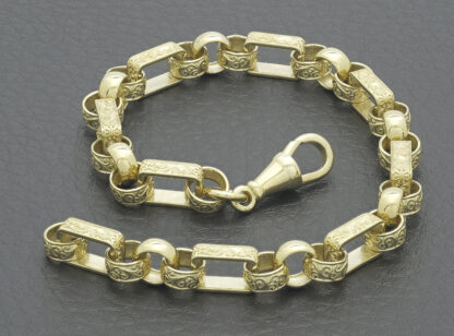 9ct Yellow Gold Gypsy Link Bracelet 8" 6.5mm - Image 2