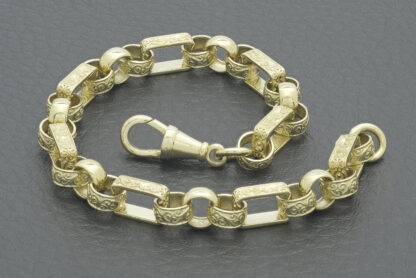 9ct Yellow Gold Gypsy Link Bracelet 7" 6.5mm - Image 2