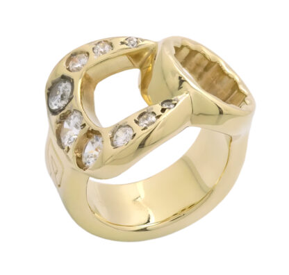 9ct Yellow Gold Gemstone Spanner Ring