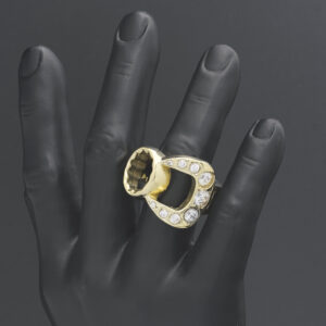 9ct Yellow Gold Gemstone Spanner Ring