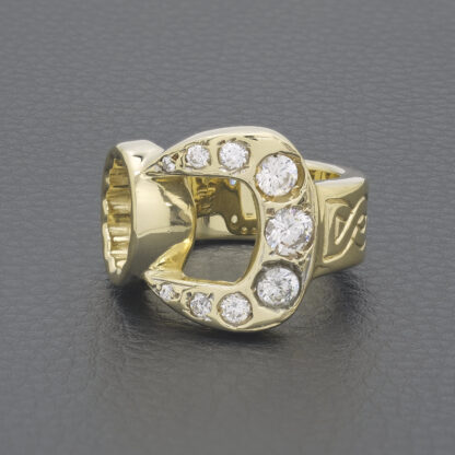 9ct Yellow Gold Gemstone Spanner Ring - Image 2