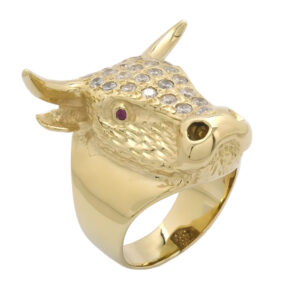 9ct Yellow Gold Gemstone Bull Ring