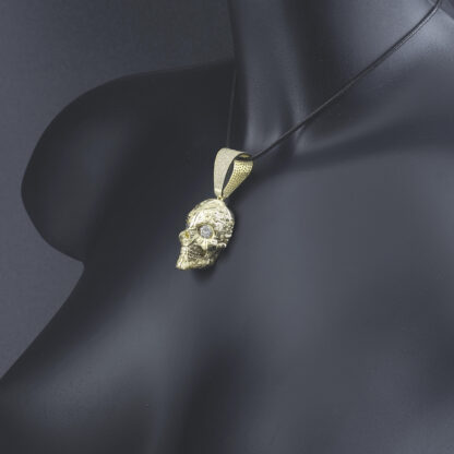 9ct Yellow Gold Cubic Zirconia Skull Pendant - Image 2