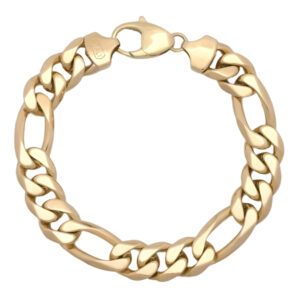 9ct Yellow Gold Figaro Bracelet 9″ 12.5mm