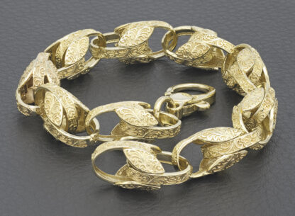 9ct Yellow Gold Tulip Bracelet 10″ 12mm - Image 2