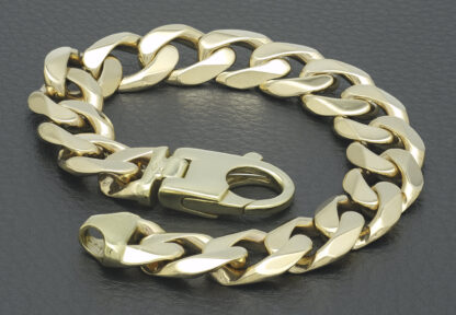 9ct Yellow Gold Curb Bracelet 9″ 14mm - Image 2