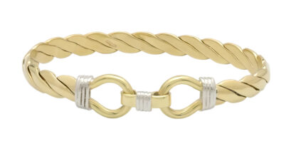 9ct Yellow And White Gold Double Loop Bangle